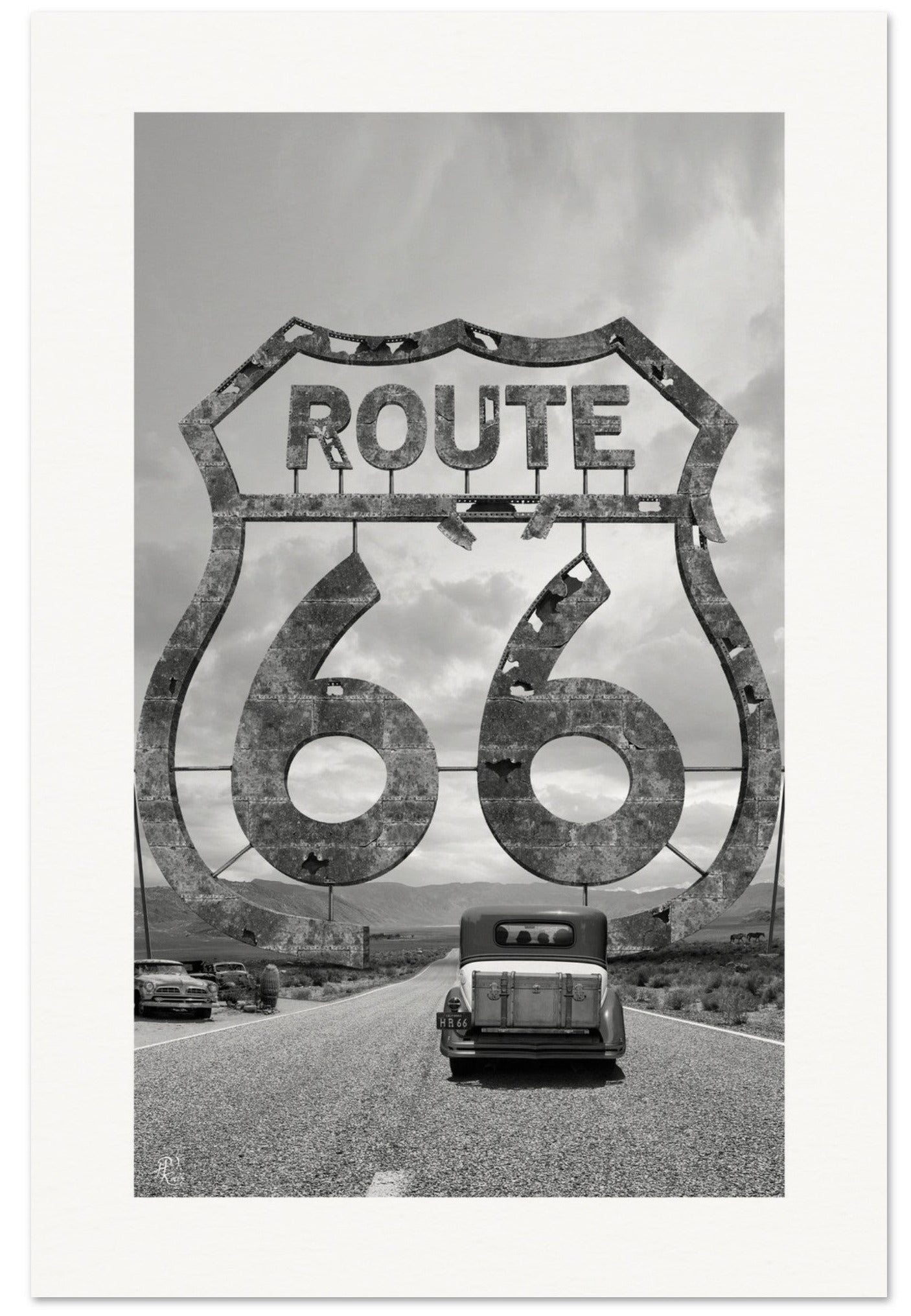 ROUTE 66 SET - 3 posters black/white + white border