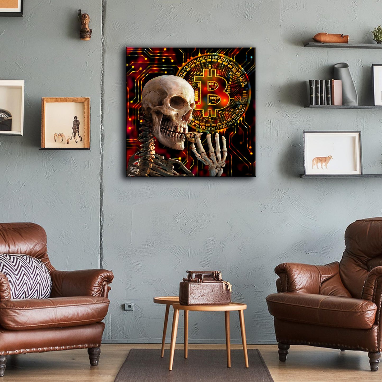 Bitcoin Skull_Leinwand dick