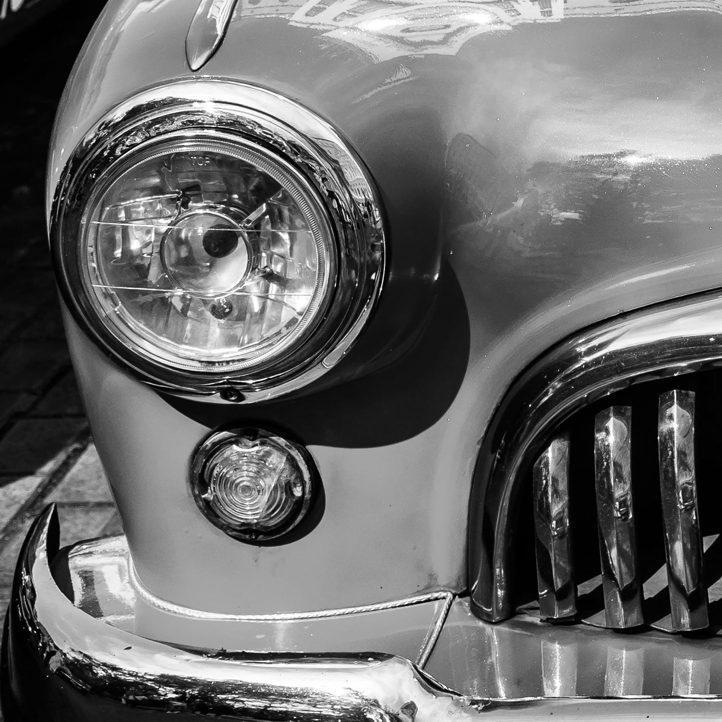 Buick schwarz-weiss - Kunstdruck+ weißer Rand