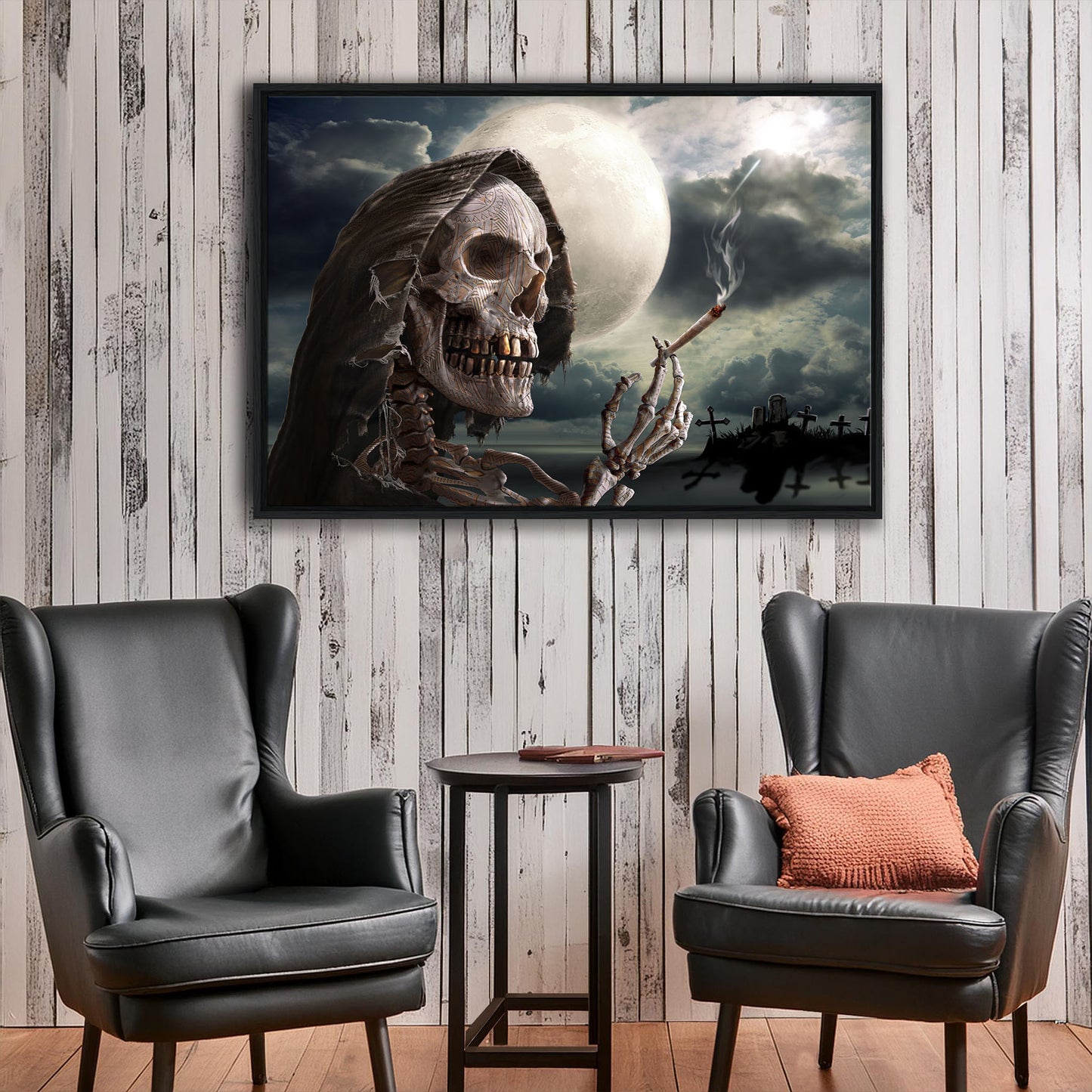 Moonlight Smoker - Gerahmte Leinwand