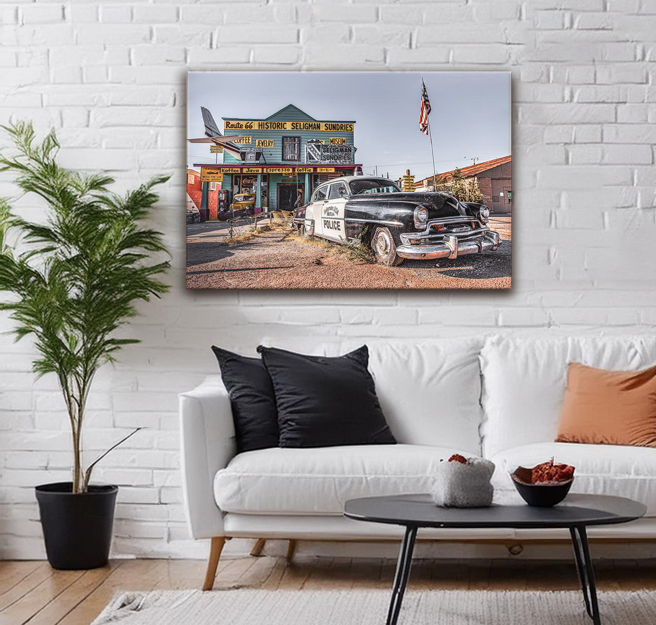 ROUTE 66 POLICE CAR - Canvas picture