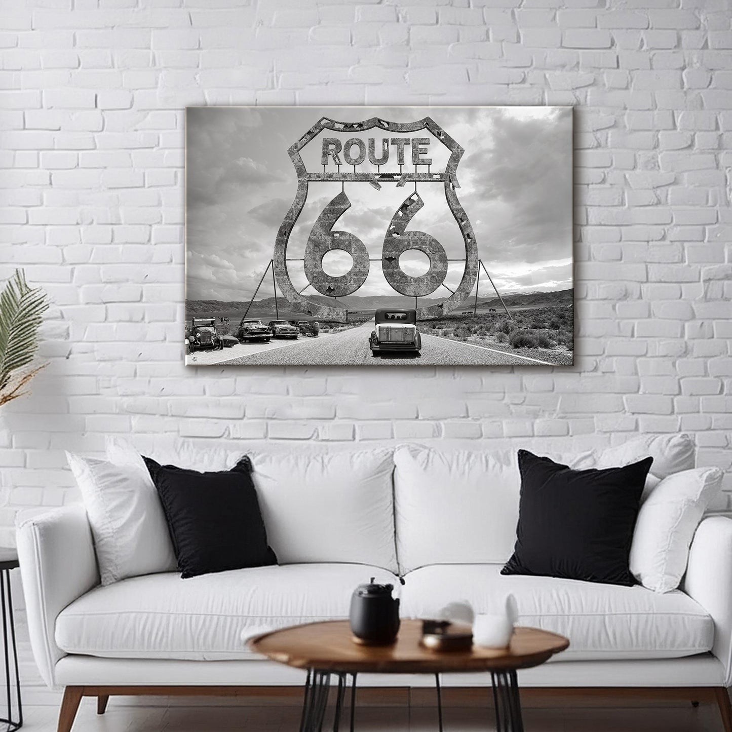ROUTE 66 - THE GATE-s/w - Leinwandbild