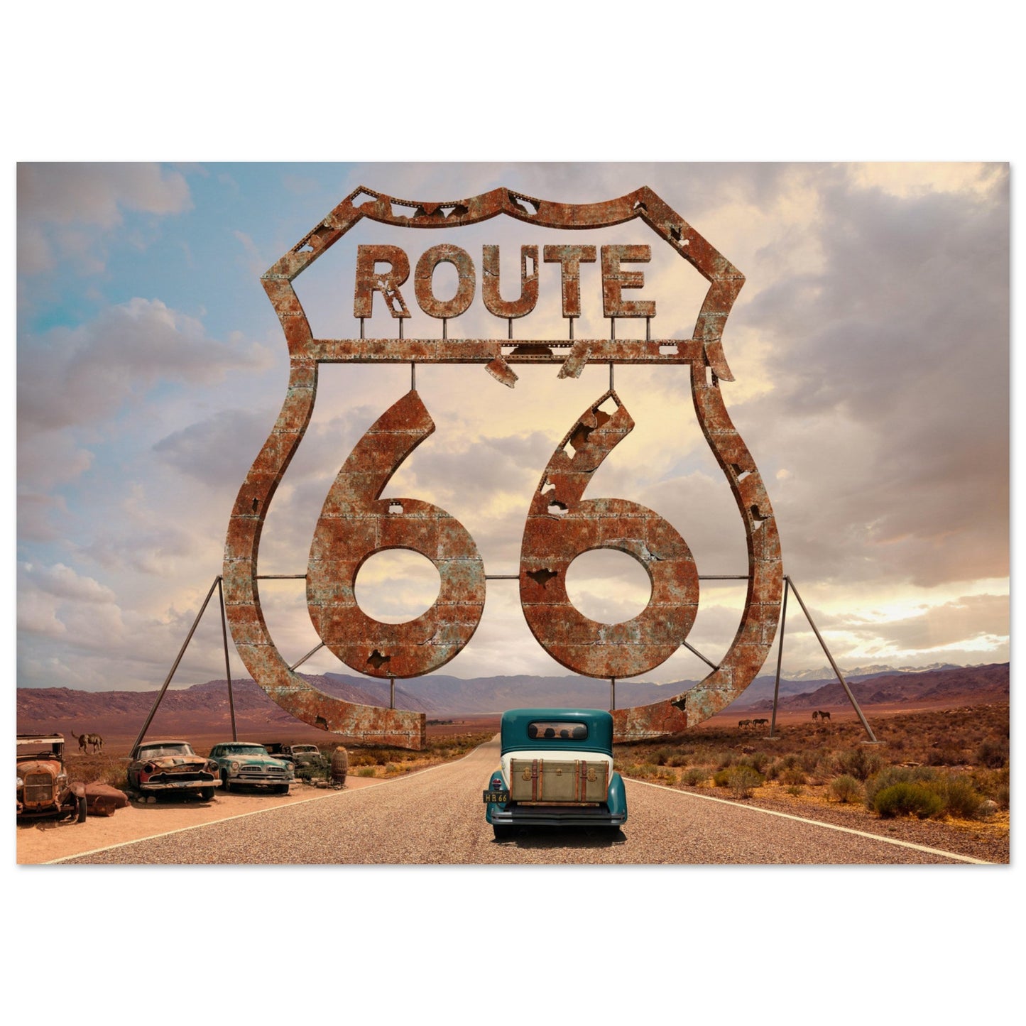 Buntes Vintage-Poster ROUTE 66