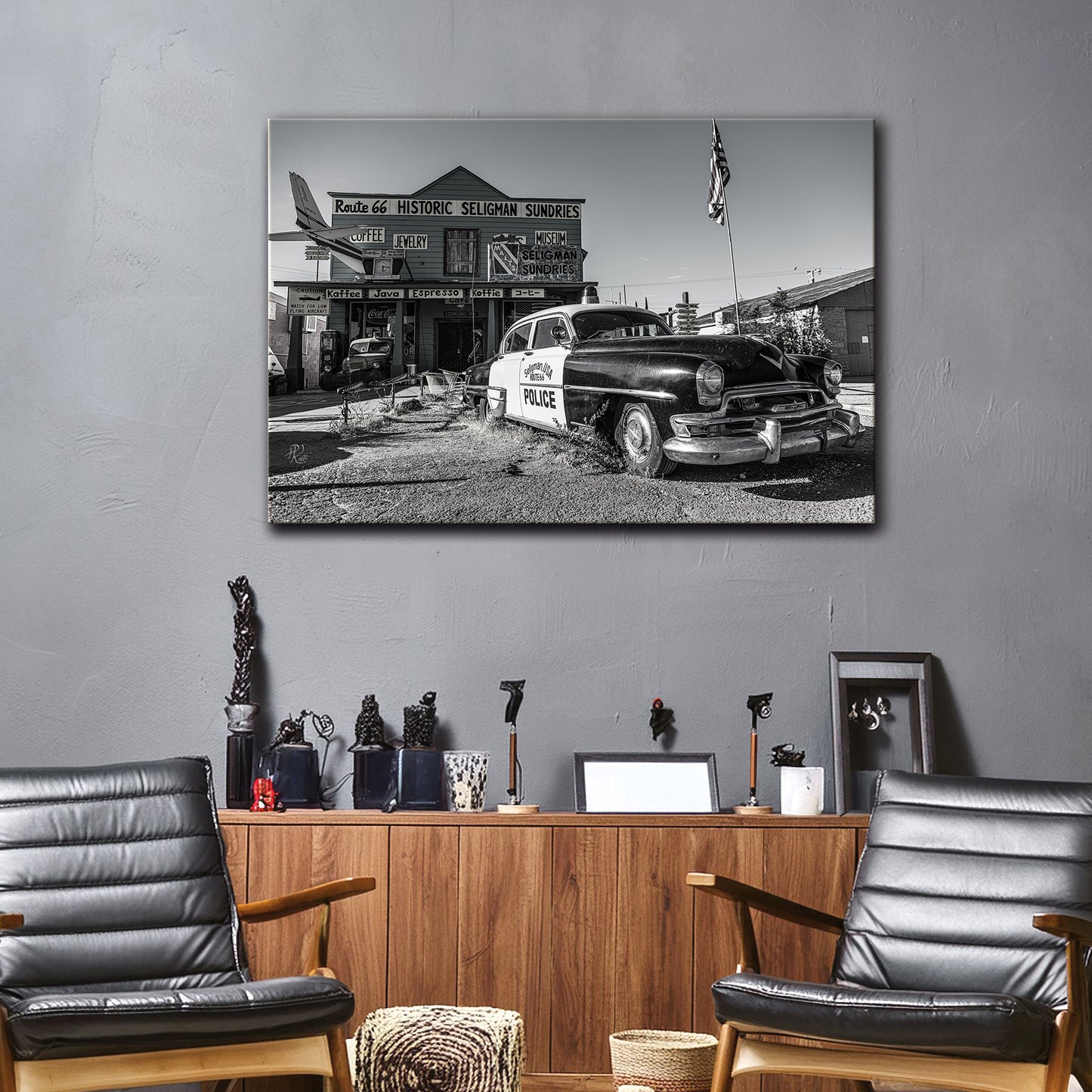 ROUTE 66 POLICE CAR - Canvas picture