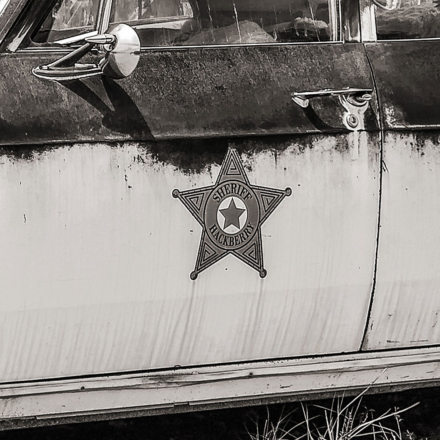 ROUTE 66 OLD POLICE CAR - Kunstdruck+ weißer Rand