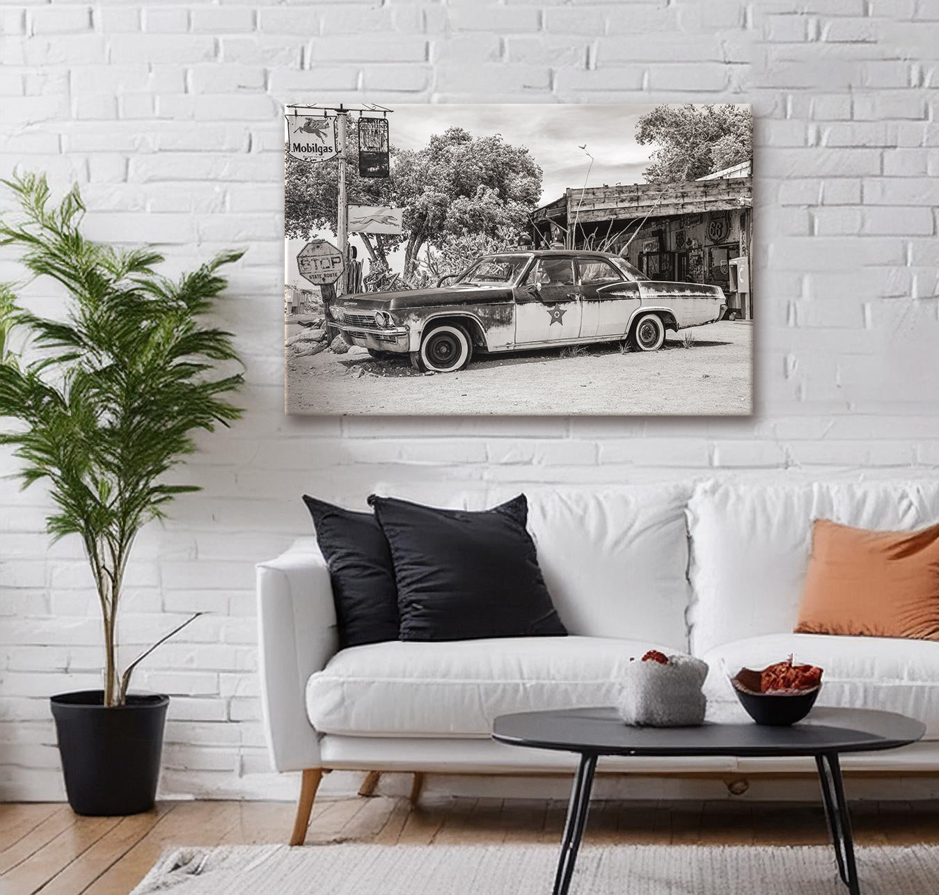 ROUTE 66 OLD POLICE CAR - Canvas picture