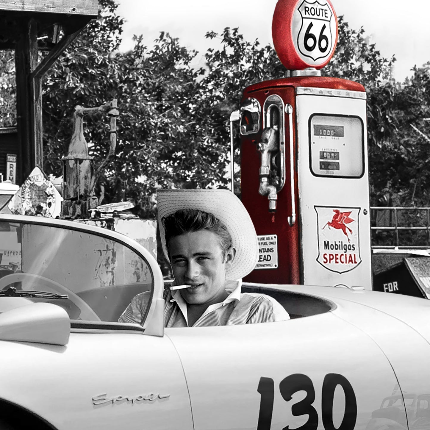 POSTER - ROUTE 66 JAMES DEAN CARS - Museum quality