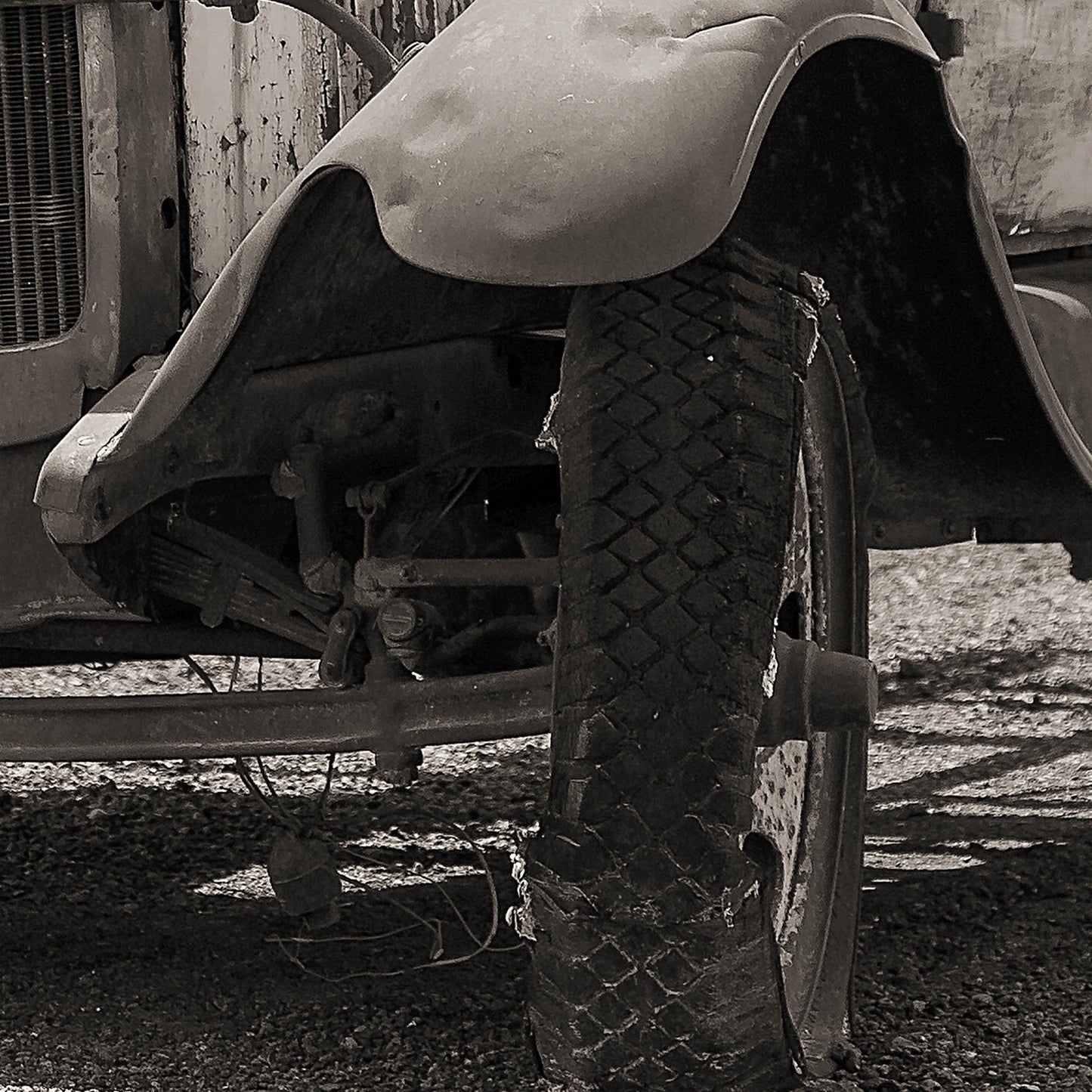 Route 66-Ford Pickup Truck - Gerahmte Leinwand