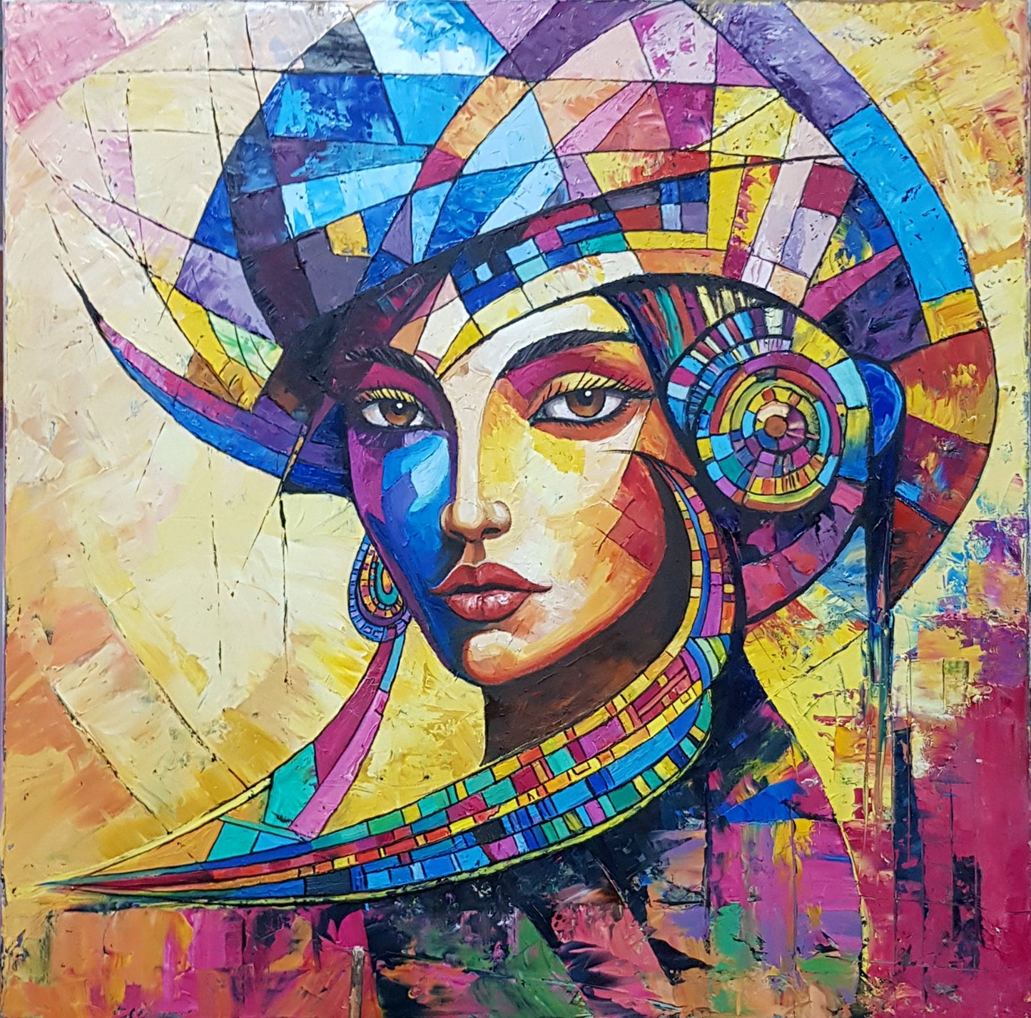 woman portrait drawing geometry