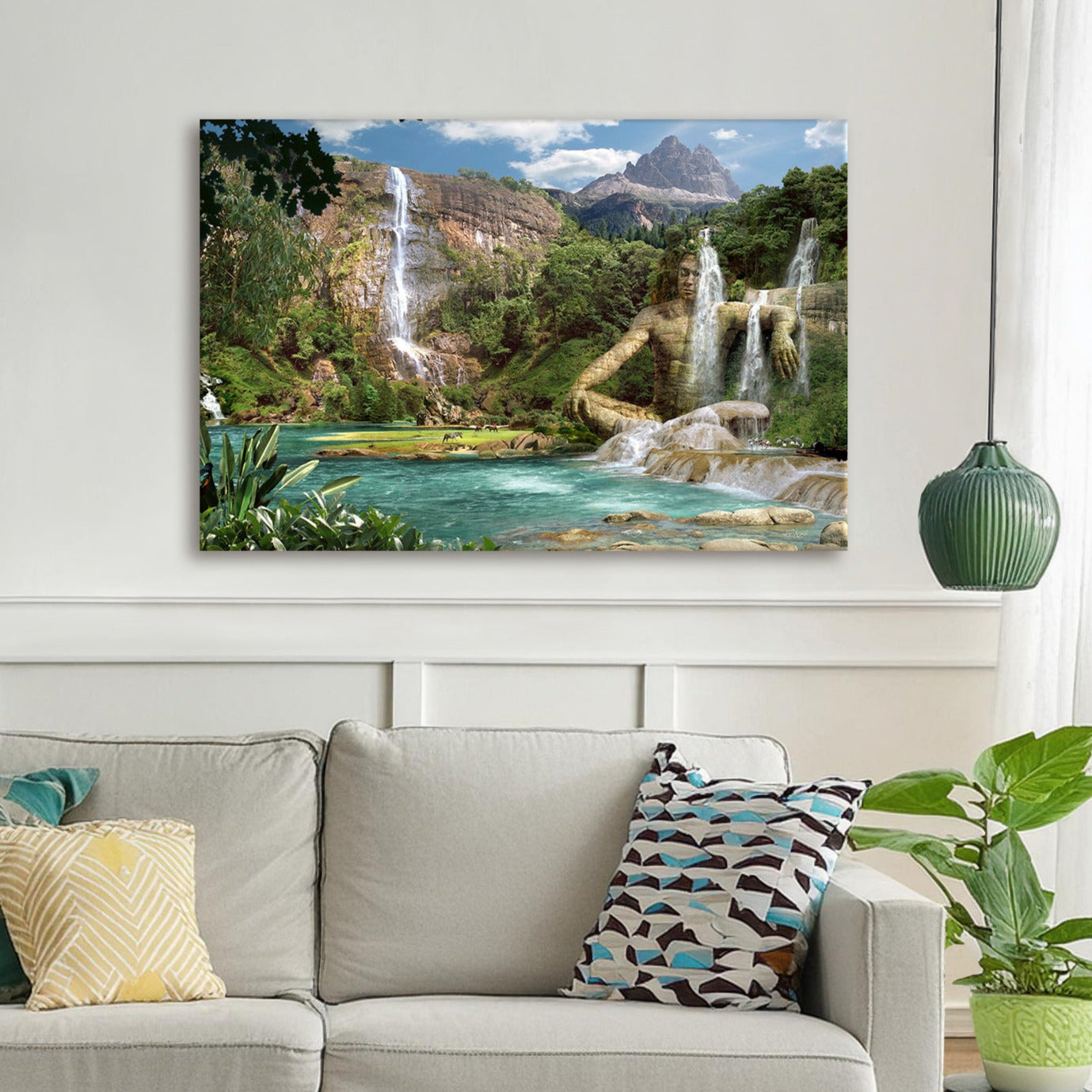 WATERFALLS MOUNTAIN canvas picture