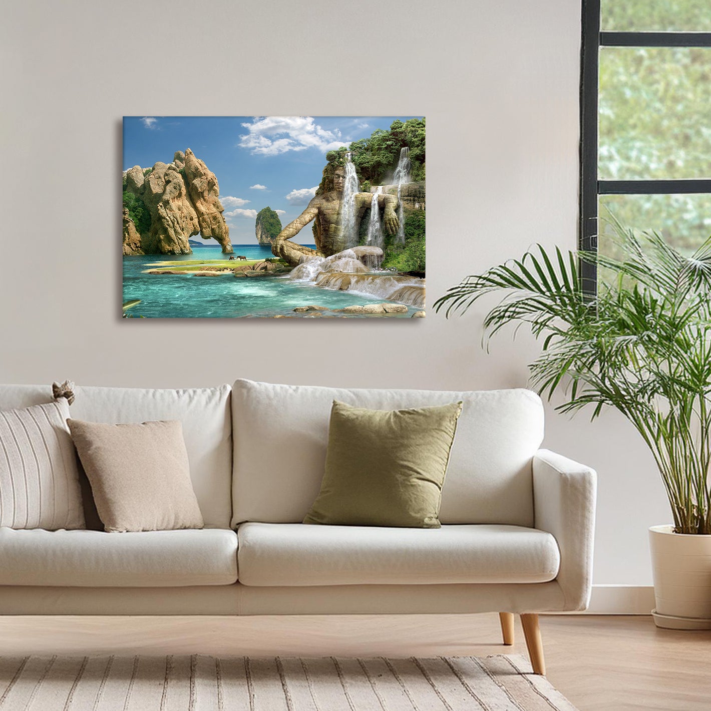 WATERFALLS OCEAN - canvas picture