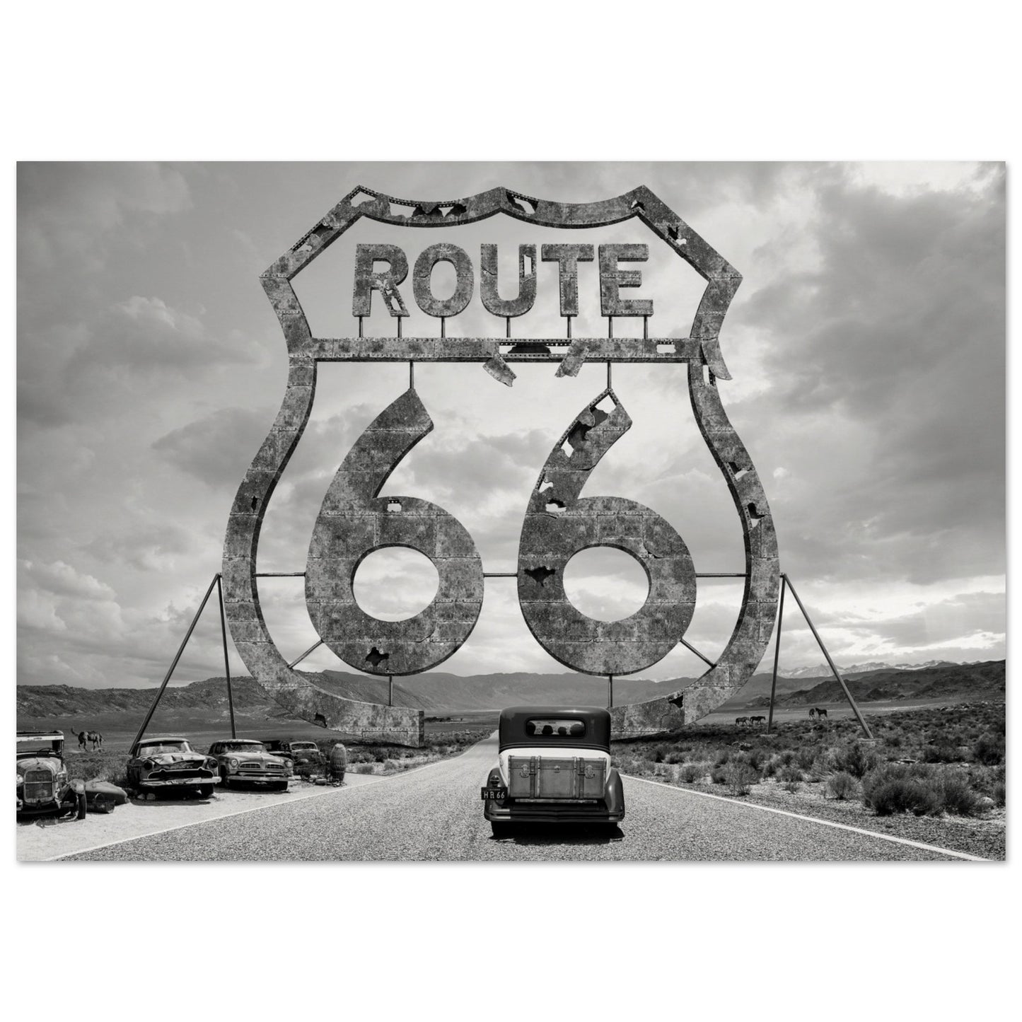 Schwarz-weiß POSTER - ROUTE 66